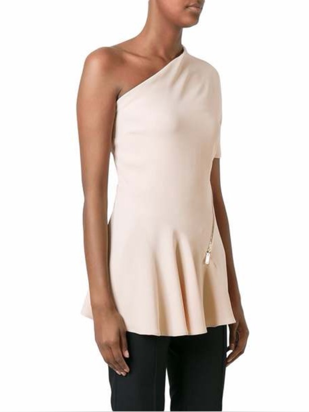 STELLA MCCARTNEY One-Shoulder Cream Flared Hem Top